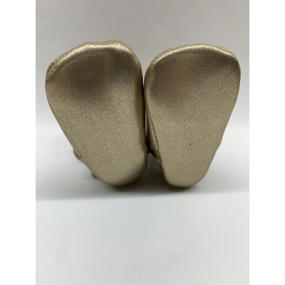 Rising Star Baby‎ Gold Ruffled Boots Round Toe Slip On 3-6 Months